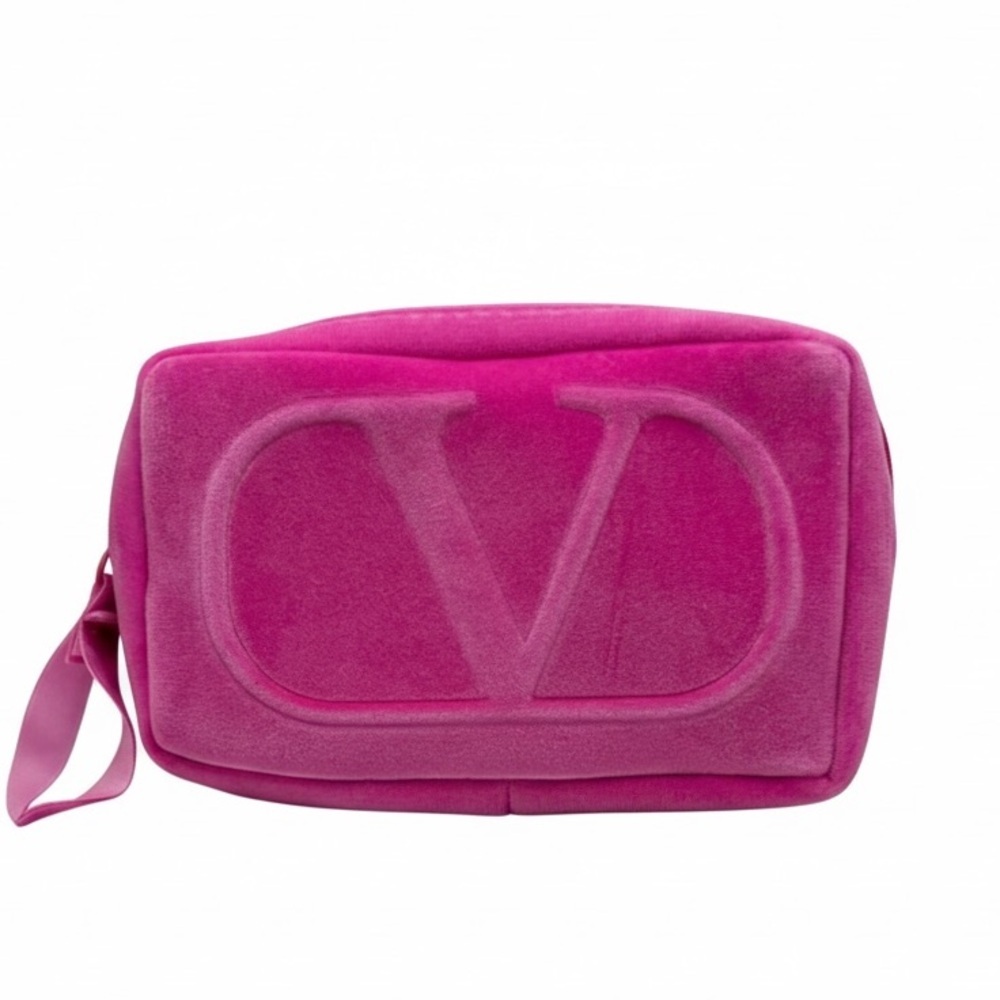Valentino Fuchsia Velvet Cosmetic Bag - Picture 2 of 6